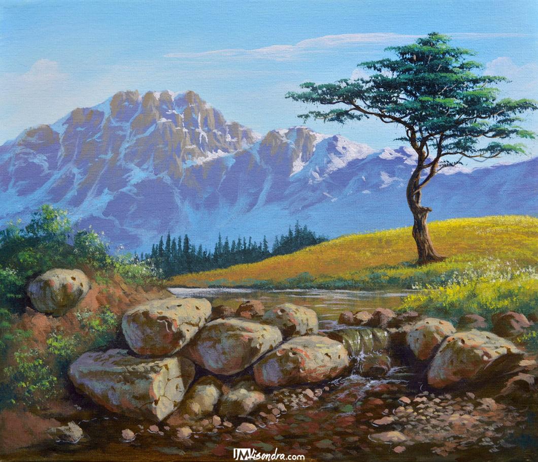 Shallow Stream - Acrylic Painting on Canvas 1 Shallow Stream - Acrylic Painting on Canvas