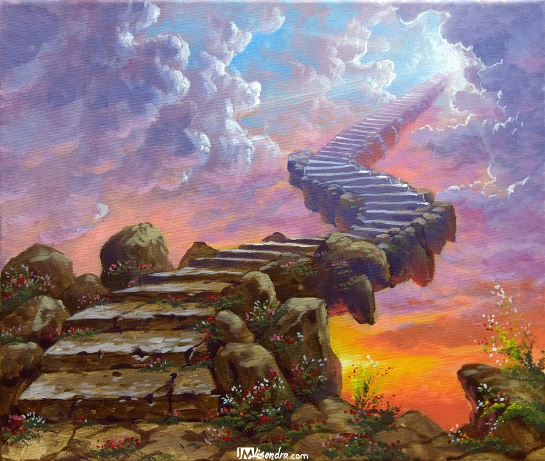 Stairway to Heaven - Acrylic Painting on Canvas by JMLisondra 1 Stairway to Heaven - Acrylic Painting on Canvas by JMLisondra