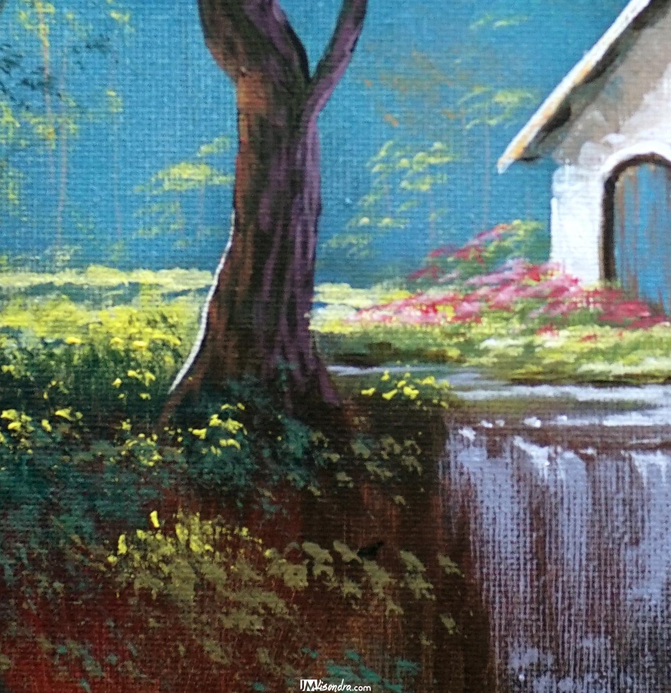 House in the Forest with Waterfalls - Acrylic Painting on Canvas by JMLisondra 2 House in the Forest with Waterfalls - Acrylic Painting on Canvas by JMLisondra - Image 2