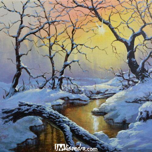 Sunrise in Winter - Acrylic Painting