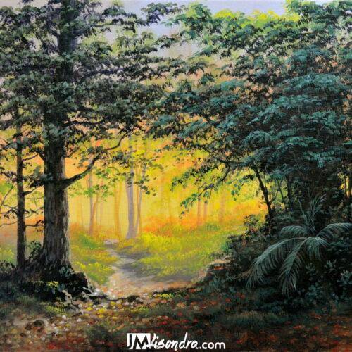 Sunset in Tropical Forest / Acrylic Painting
