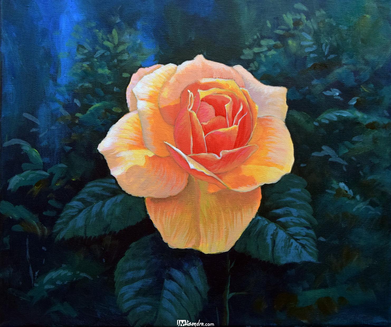 Orange Rose - Acrylic Painting on Canvas 1 Orange Rose - Acrylic Painting on Canvas