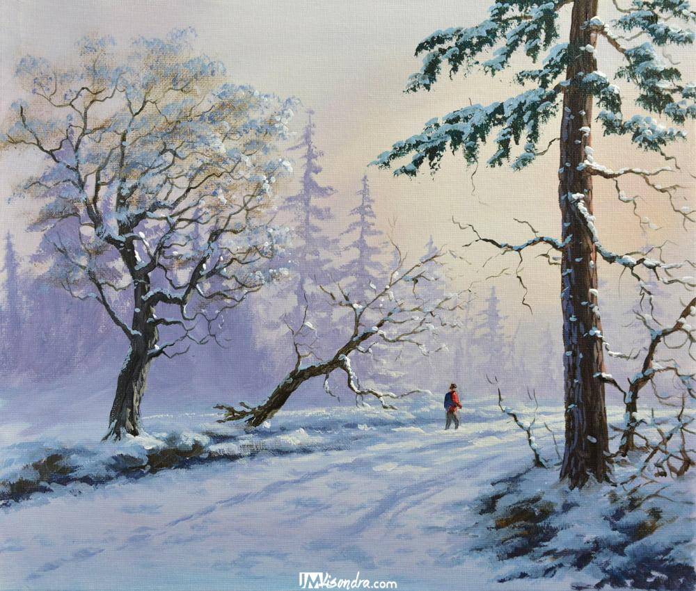 Walking in Winter - Acrylic Painting