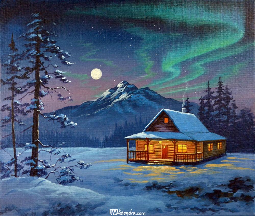 Winter Night - Acrylic Painting 1 Winter Night - Acrylic Painting
