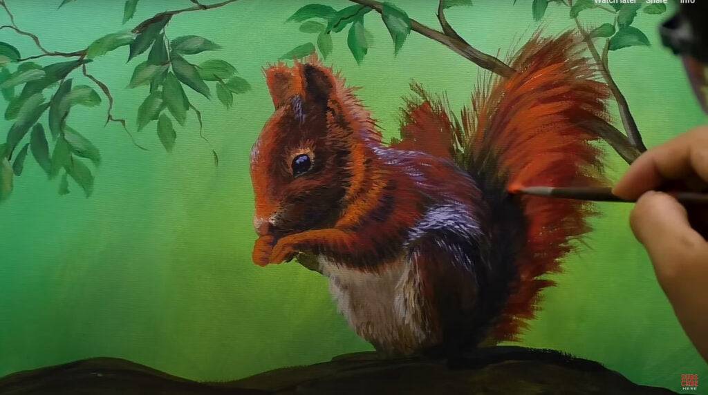 TUTORIAL: Acrylic Painting Landscape / Red Squirrel / JMLisondra
