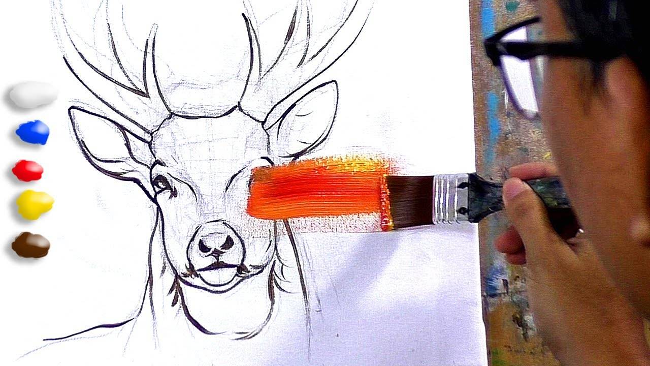 How to Paint Surrealism in Acrylics / Deer with Forest Head/ Time-lapse / JMLisondra