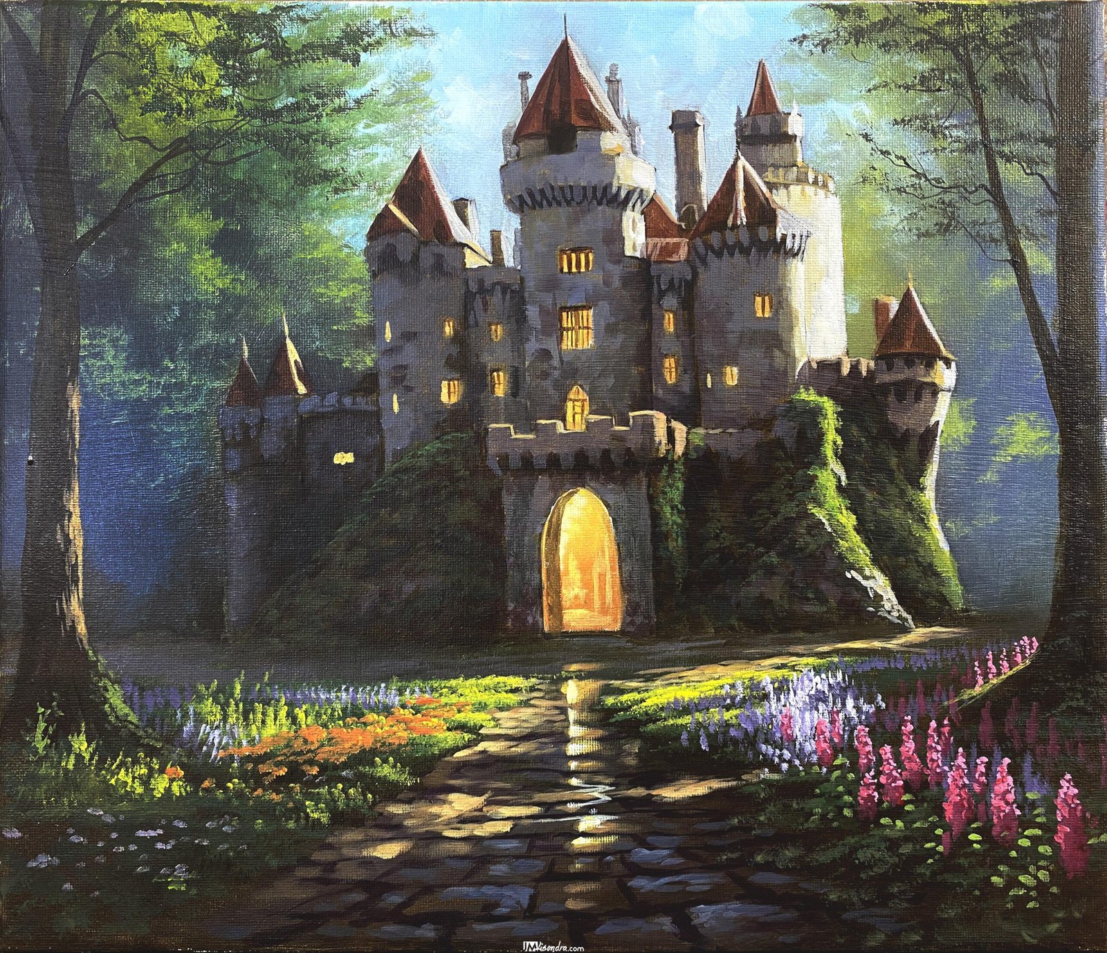 Old Castle in the Forest - Acrylic Painting in Canvas by JMLisondra 1 Old Castle in the Forest - Acrylic Painting in Canvas by JMLisondra
