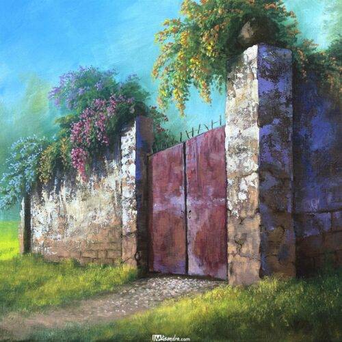 Red Gate - Acrylic Painting in Canvas by JMLisondra