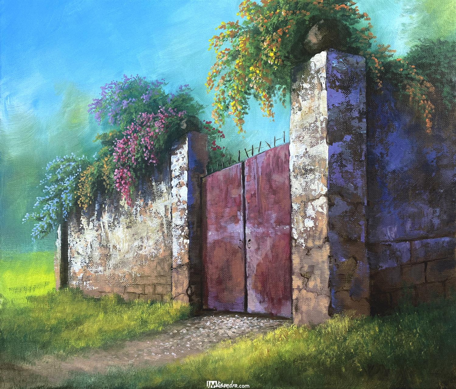 Red Gate - Acrylic Painting in Canvas by JMLisondra 1 Red Gate - Acrylic Painting in Canvas by JMLisondra