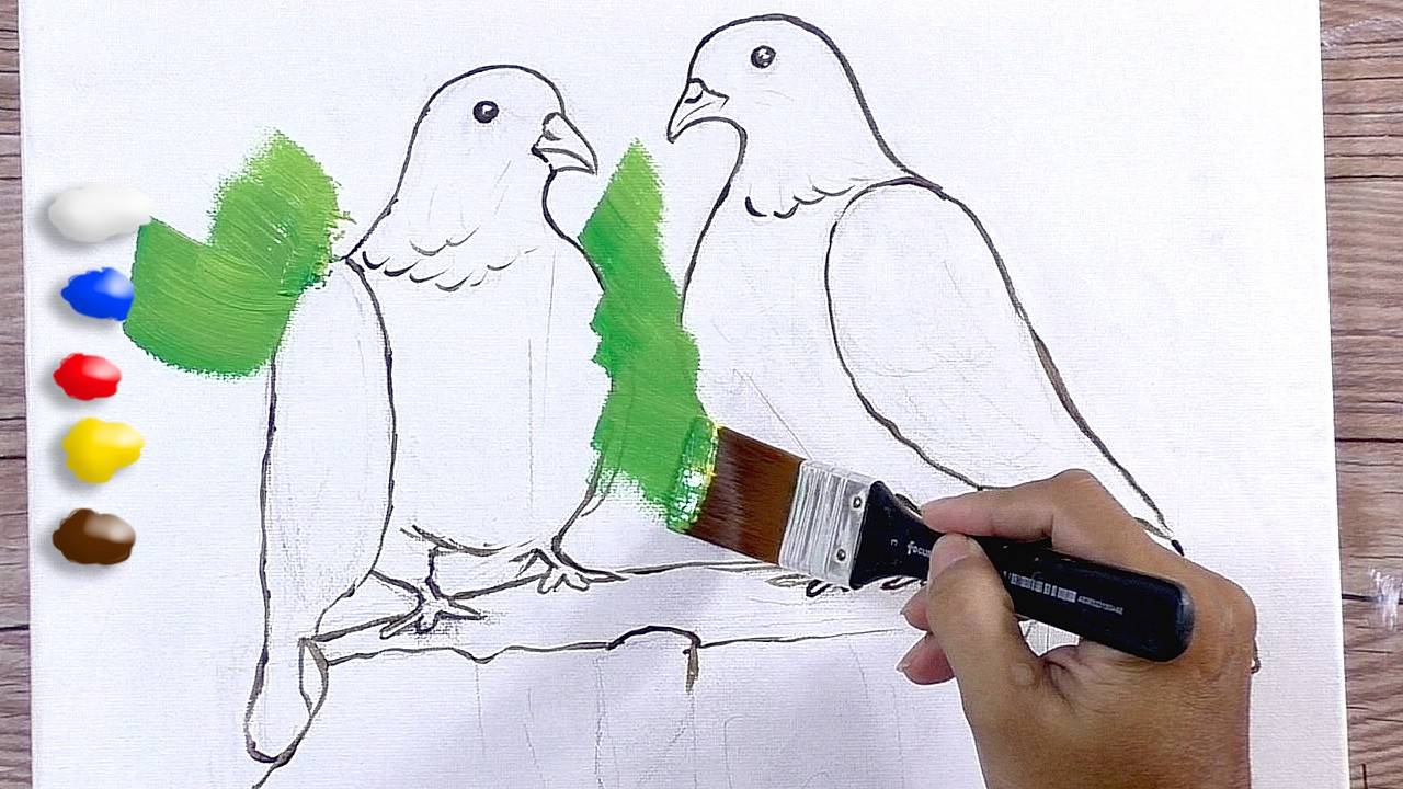 How to Paint Two Pigeons in Acrylics/ Time-lapse / JMLisondra