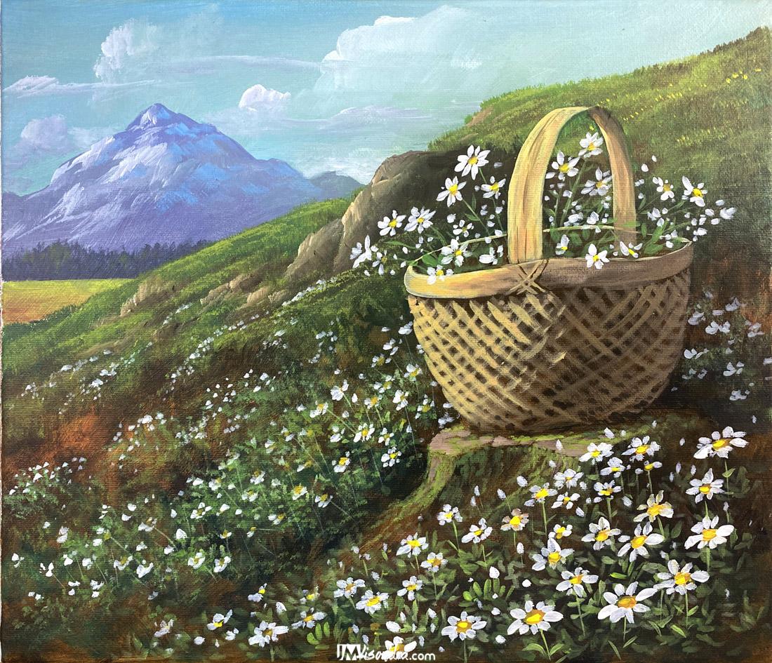 Daisy Flower Garden - Acrylic Painting in Canvas by JMLisondra 1 Daisy Flower Garden - Acrylic Painting in Canvas by JMLisondra