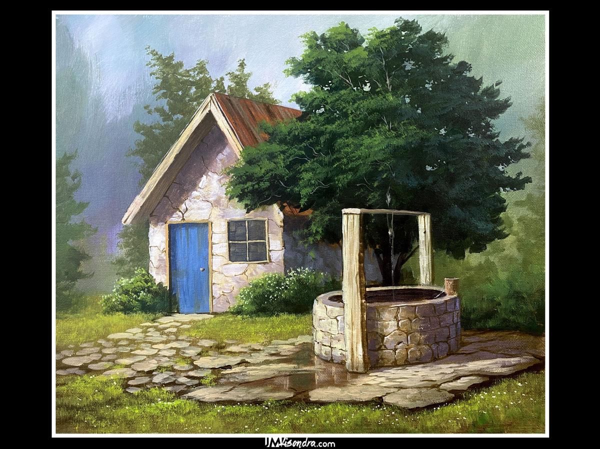 House with Deep Well - Acrylic Painting in Canvas by JMLisondra 1 House with Deep Well - Acrylic Painting in Canvas by JMLisondra