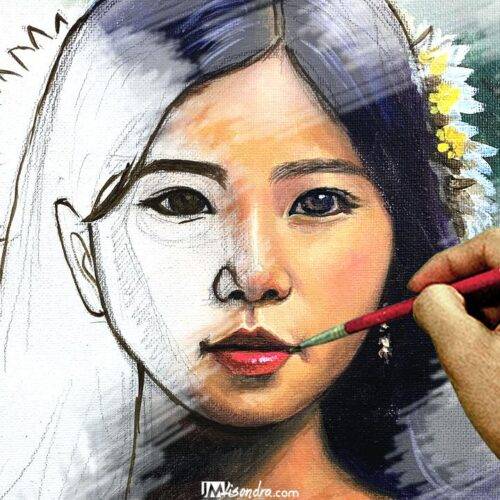 Cart 3 How to Paint Portrait of Asian Girl - Full Step by Step Painting Tutorial in Acrylics