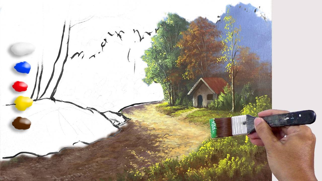 How to Paint Morning Lights on Mountain Road in Acrylics / Time-lapse / JMLisondra