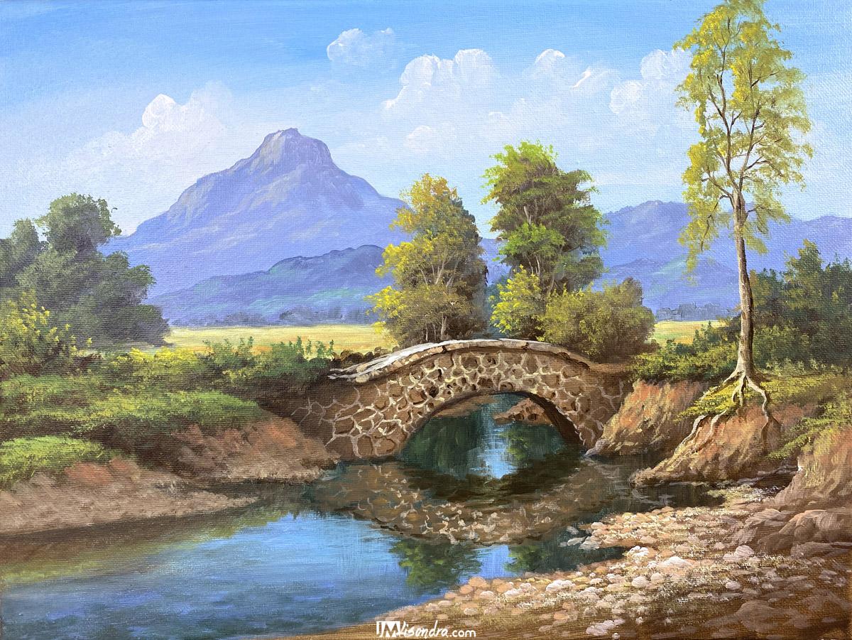 The Bridge - Acrylic Painting in Canvas by JMLisondra 1 The Bridge - Acrylic Painting in Canvas by JMLisondra