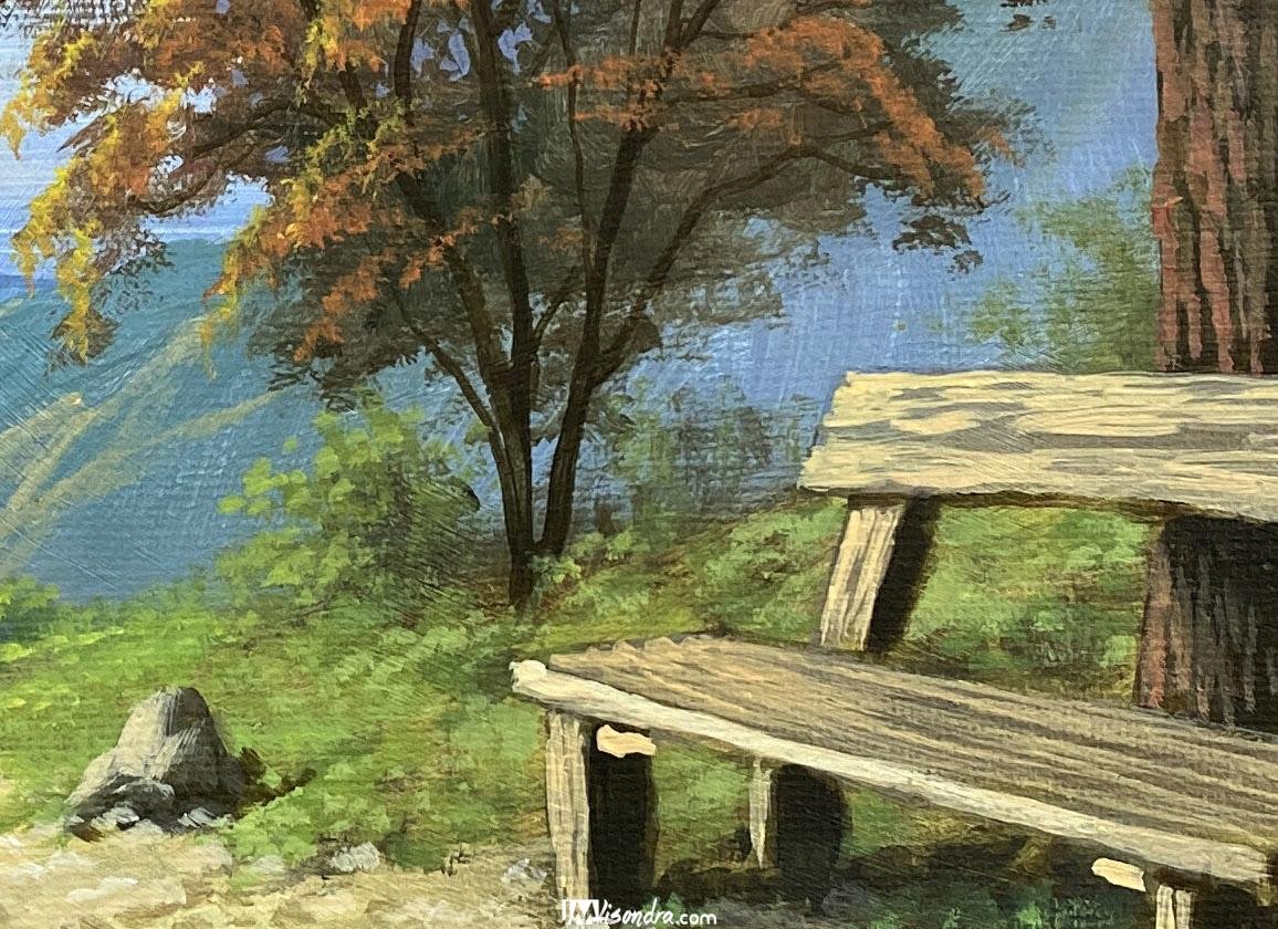 Old Bench - Acrylic Painting in Canvas by JMLisondra 2 Old Bench - Acrylic Painting in Canvas by JMLisondra - Image 2