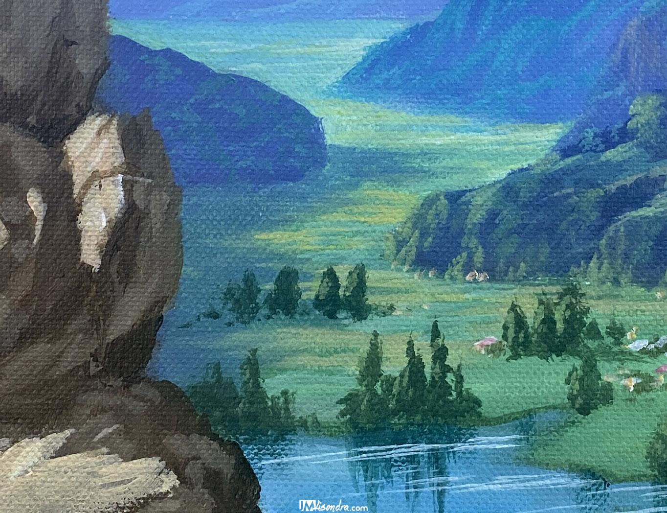 Overlooking Lake - Acrylic Painting in Canvas by JMLisondra 2 Overlooking Lake - Acrylic Painting in Canvas by JMLisondra - Image 2