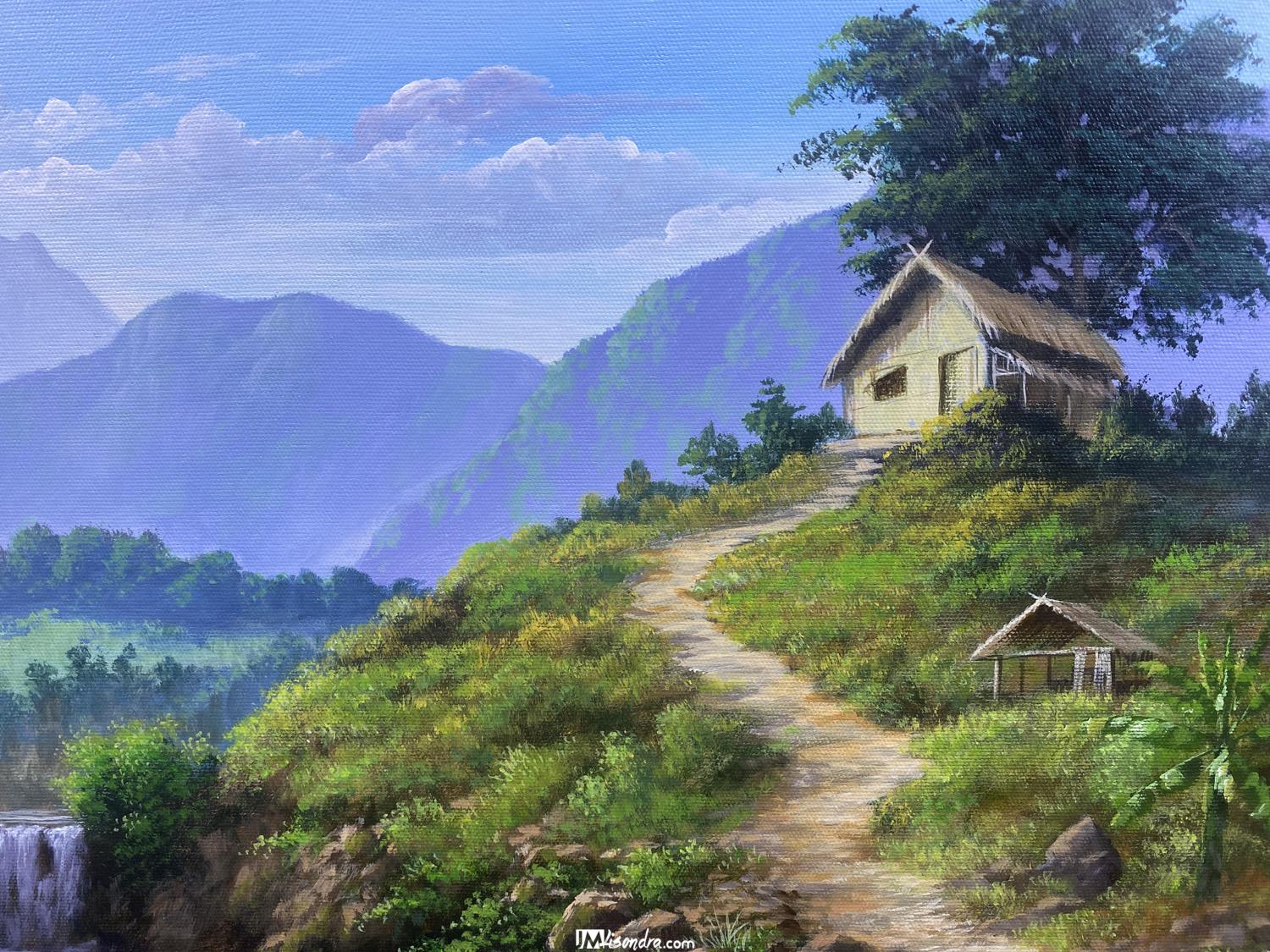Mountain Hut - Acrylic Painting on Canvas by JMLisondra 4 Mountain Hut - Acrylic Painting on Canvas by JMLisondra - Image 4