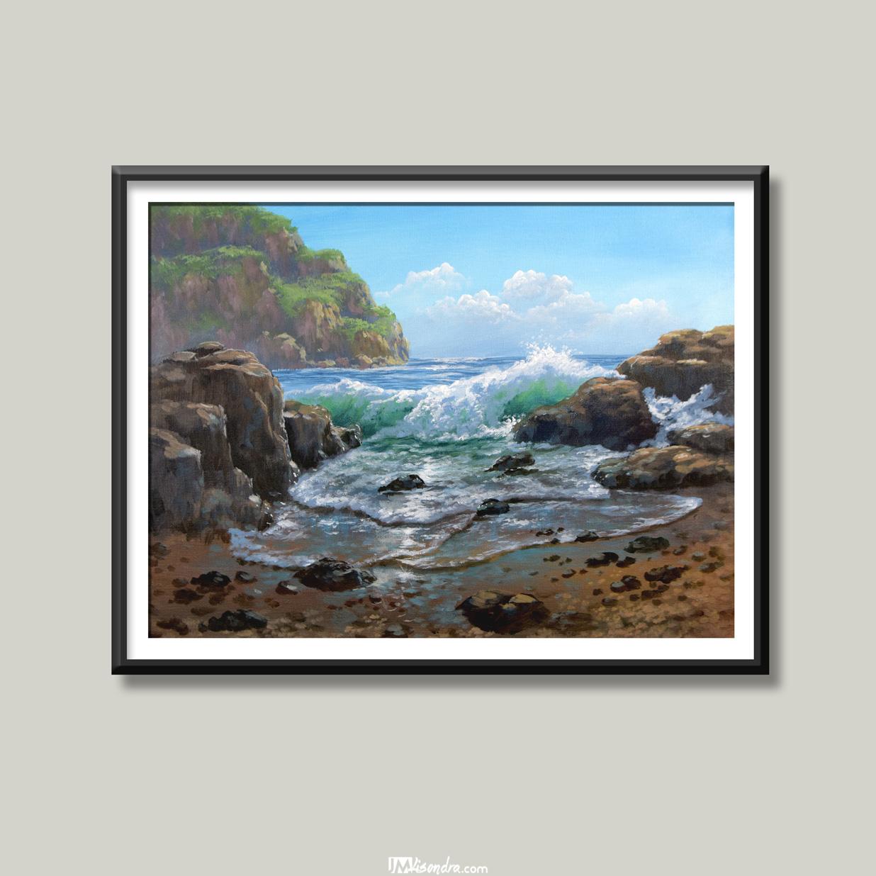 Rocky Beach and Crashing Waves - Acrylic Painting in Canvas by JMLisondra 4 Rocky Beach and Crashing Waves - Acrylic Painting in Canvas by JMLisondra - Image 4