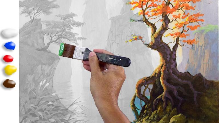 How to Paint Fantasy Landscape in Acrylics / Time-lapse / JMLisondra