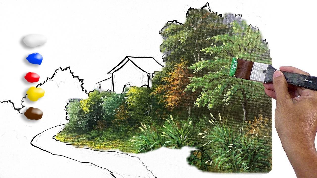 How to Paint at the Back of the House in Acrylics/ Time-lapse / JMLisondra