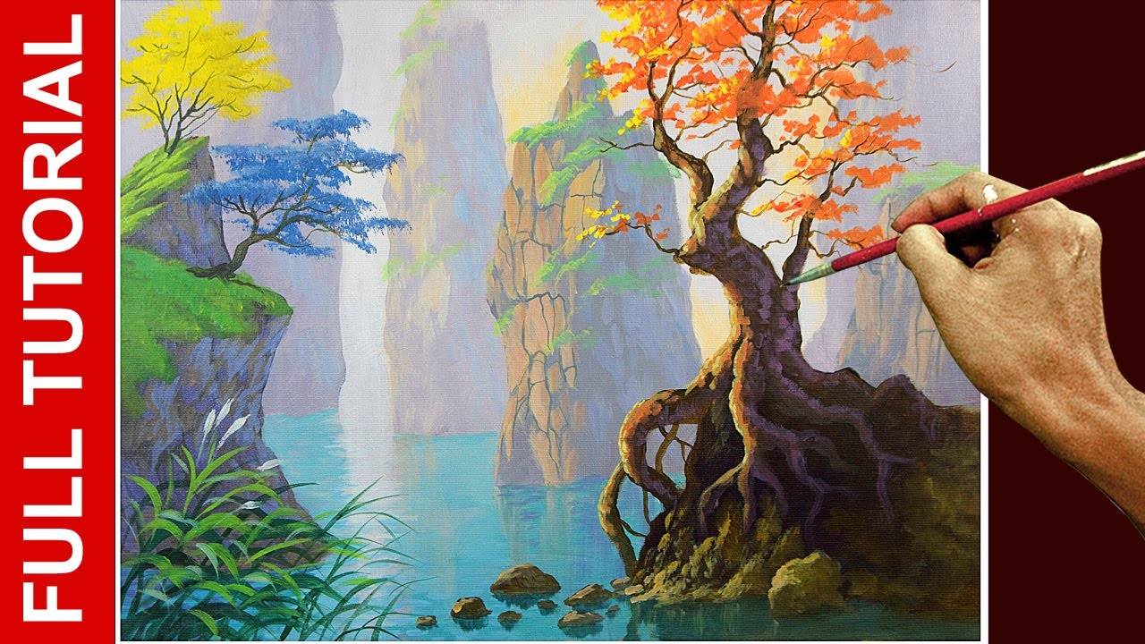 Tutorial: How to Paint Fantasy Landscape in Acrylics / JMLisondra