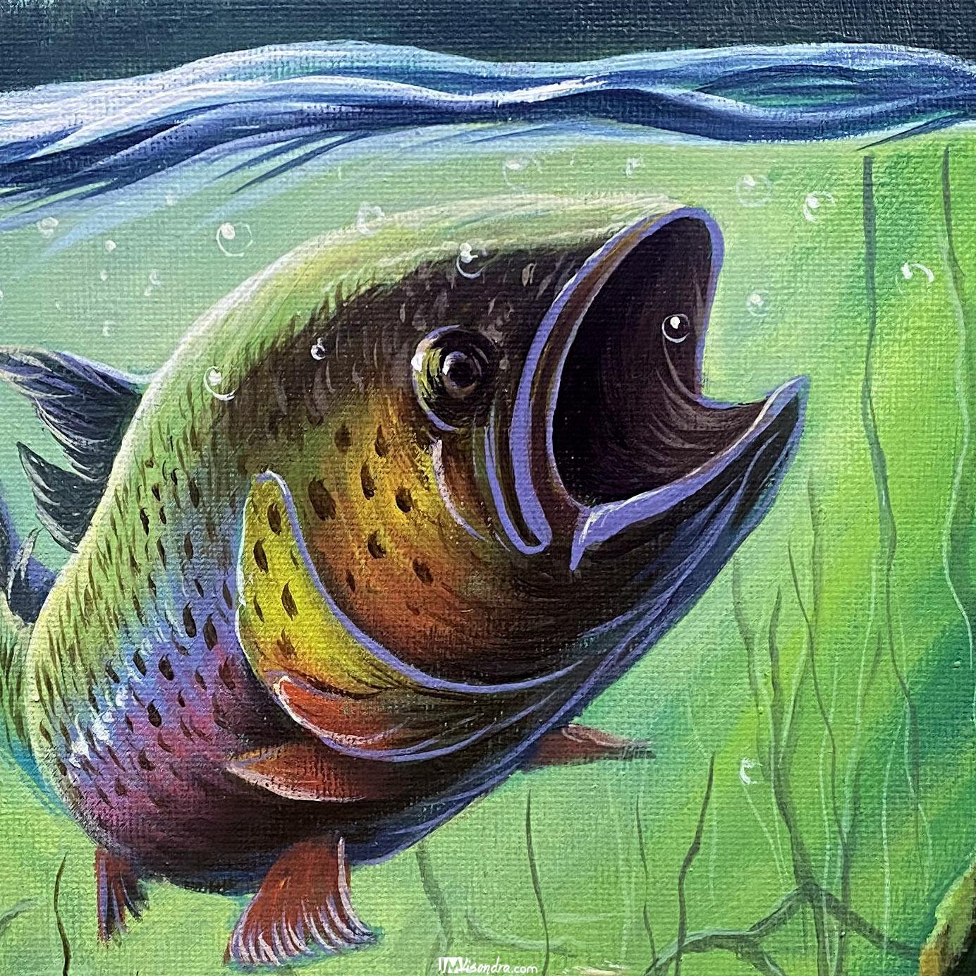 Rainbow Trout Fish - Acrylic Painting in Canvas by JMLisondra 2 Rainbow Trout Fish - Acrylic Painting in Canvas by JMLisondra - Image 2