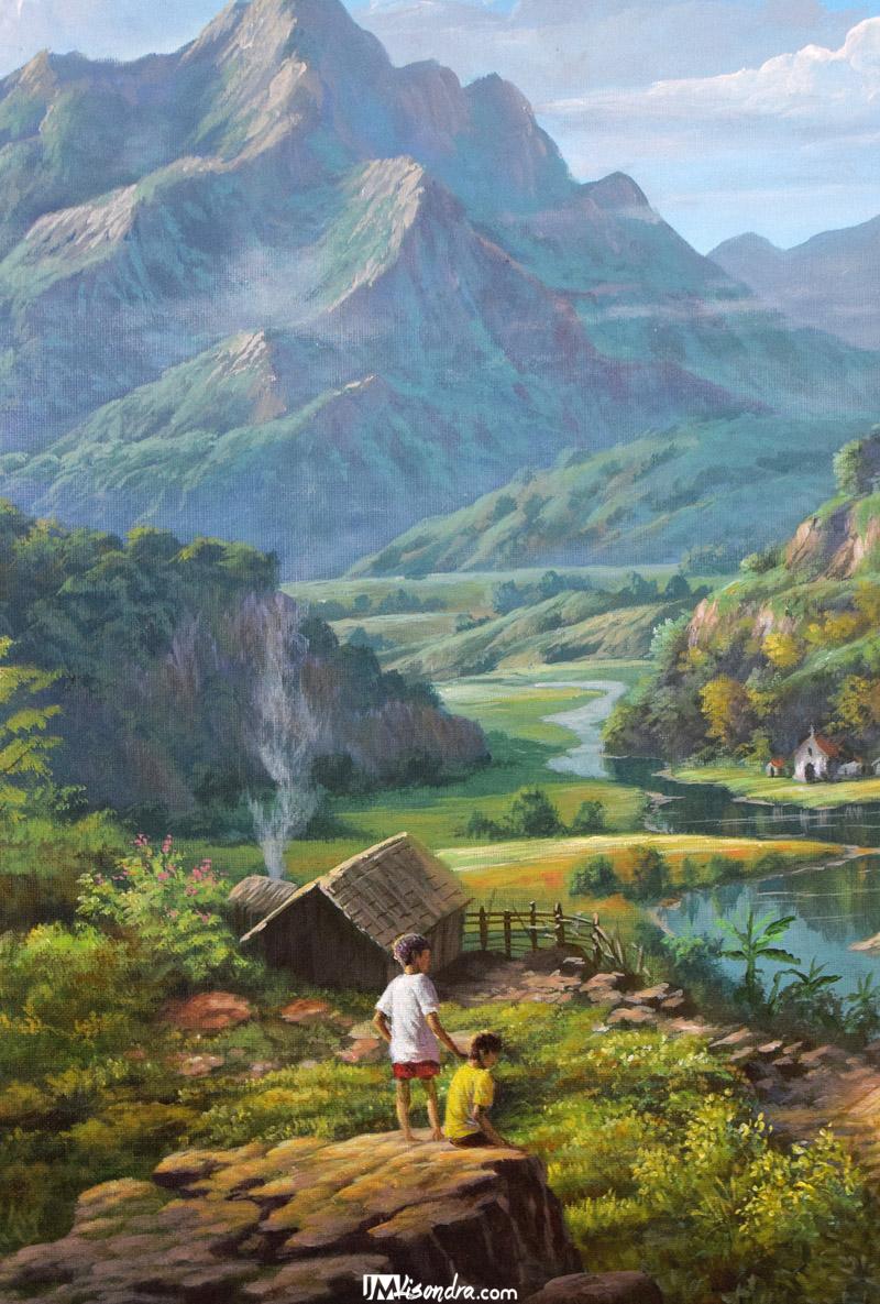 Going to Church - Acrylic Painting in Canvas by JMLisondra 3 Going to Church - Acrylic Painting in Canvas by JMLisondra - Image 3