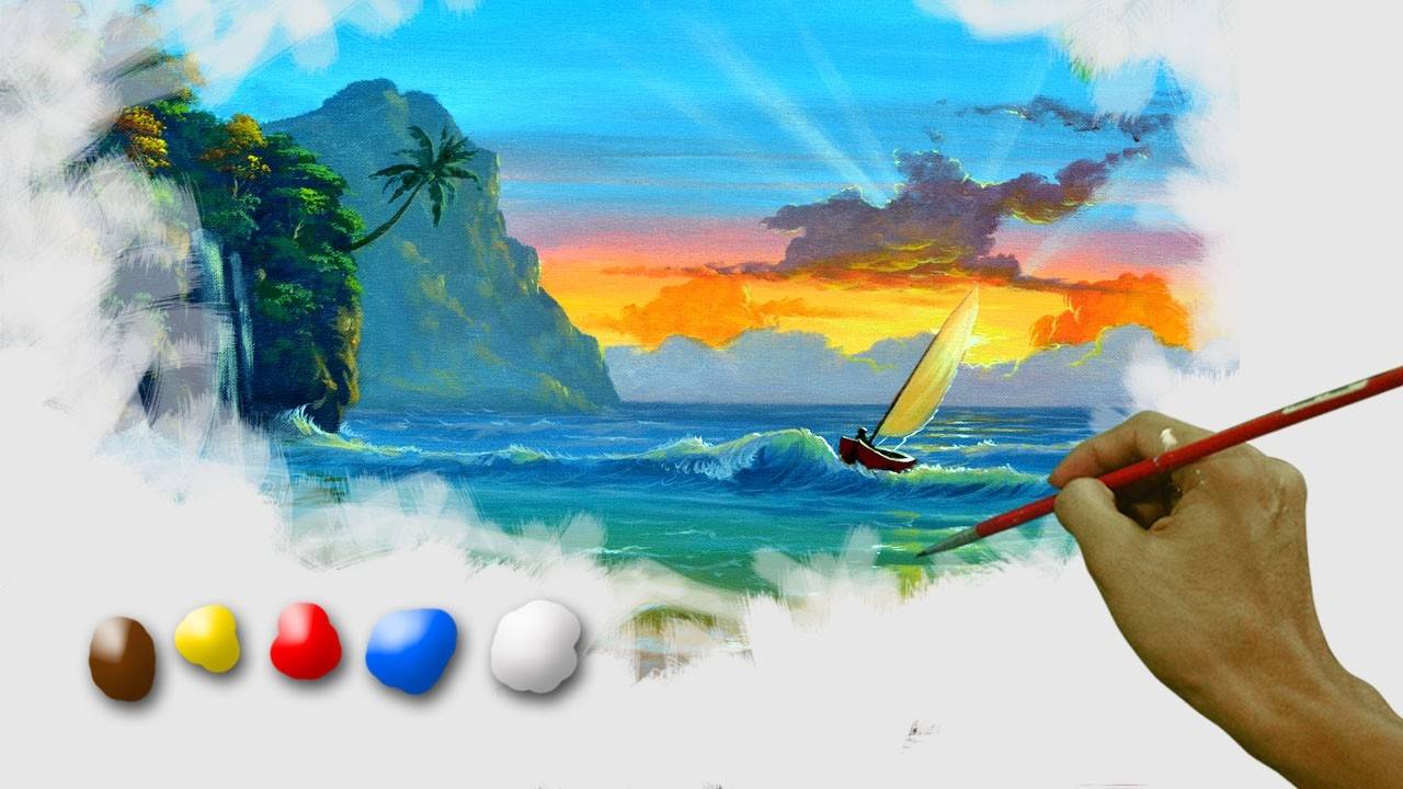 Sailboat and Crashing Waves Acrylic Painting / Time-lapse / JMLisondra