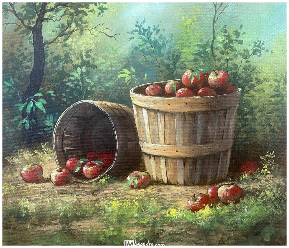 How to Paint Apples in the Basket - - Full Step by Step Painting Tutorial in Acrylics