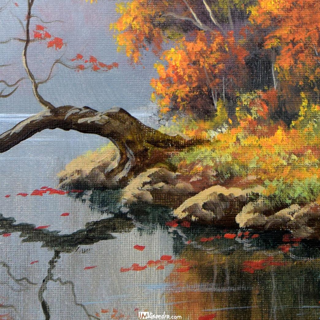 Autumn Landscape with Lake - Acrylic Painting in Canvas by JMLisondra 2 Autumn Landscape with Lake - Acrylic Painting in Canvas by JMLisondra - Image 2