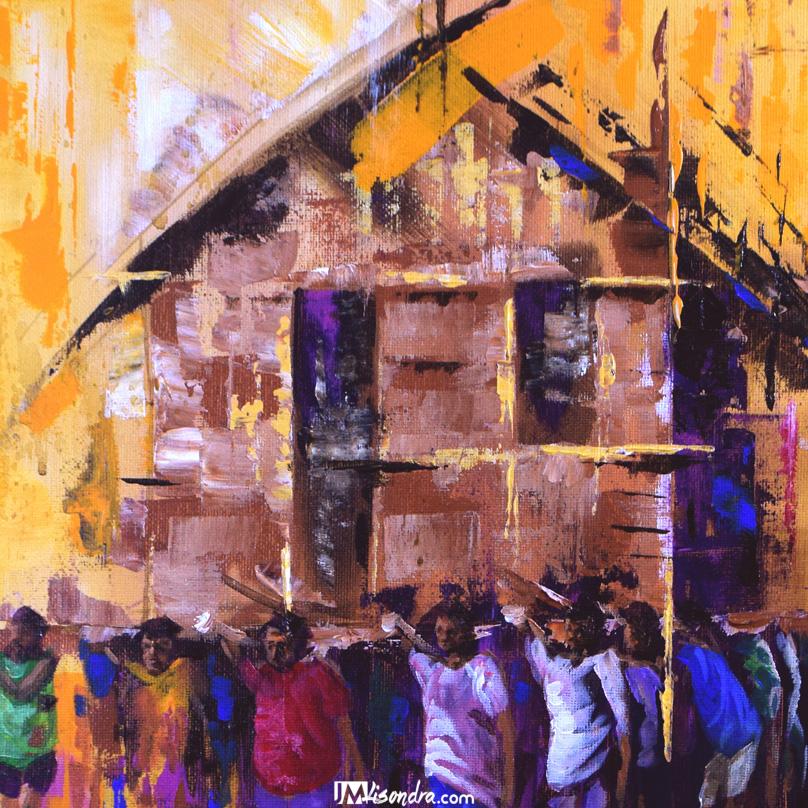 Bayanihan Impressionism - Acrylic Painting in Canvas by JMLisondra 2 Bayanihan Impressionism - Acrylic Painting in Canvas by JMLisondra - Image 2