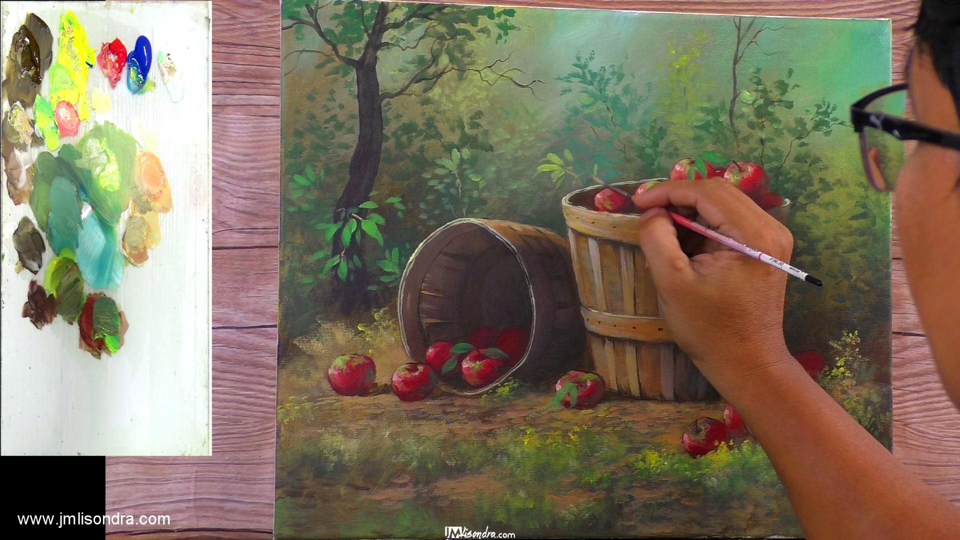 How to Paint Apples in the Basket - - Full Step by Step Painting Tutorial in Acrylics 5 How to Paint Apples in the Basket - - Full Step by Step Painting Tutorial in Acrylics - Image 5