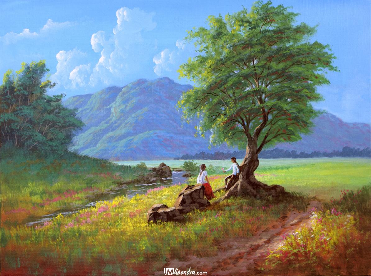 Couple under the Tree - Acrylic Painting in Canvas by JMLisondra 1 Couple under the Tree - Acrylic Painting in Canvas by JMLisondra