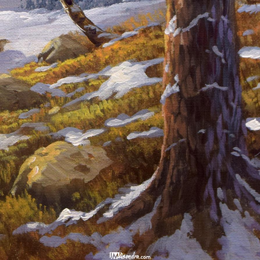 Overlooking Winter Forest - Acrylic Painting in Canvas by JMLisondra 2 Overlooking Winter Forest - Acrylic Painting in Canvas by JMLisondra - Image 2