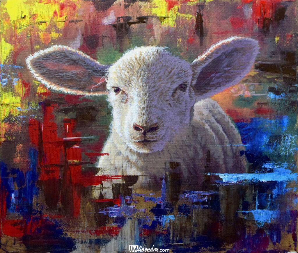 The Lamb - Acrylic Painting in Canvas by JMLisondra