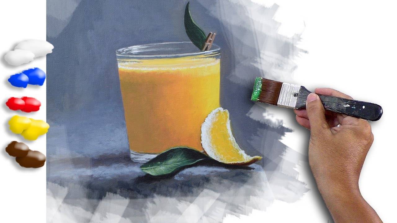 Painting Orange Juice and Peel in Acrylics / Time-lapse / JMLisondra