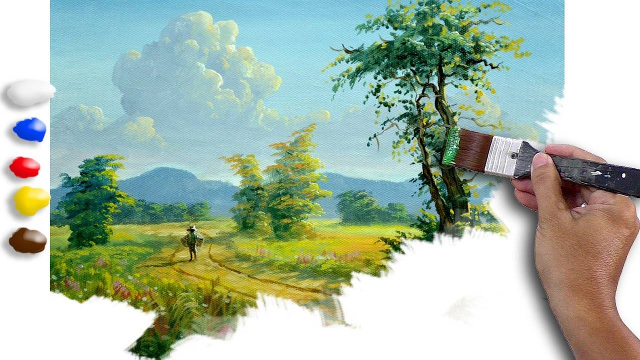 Acrylic Landscape Painting with Man Walking / Time-lapse / JMLisondra