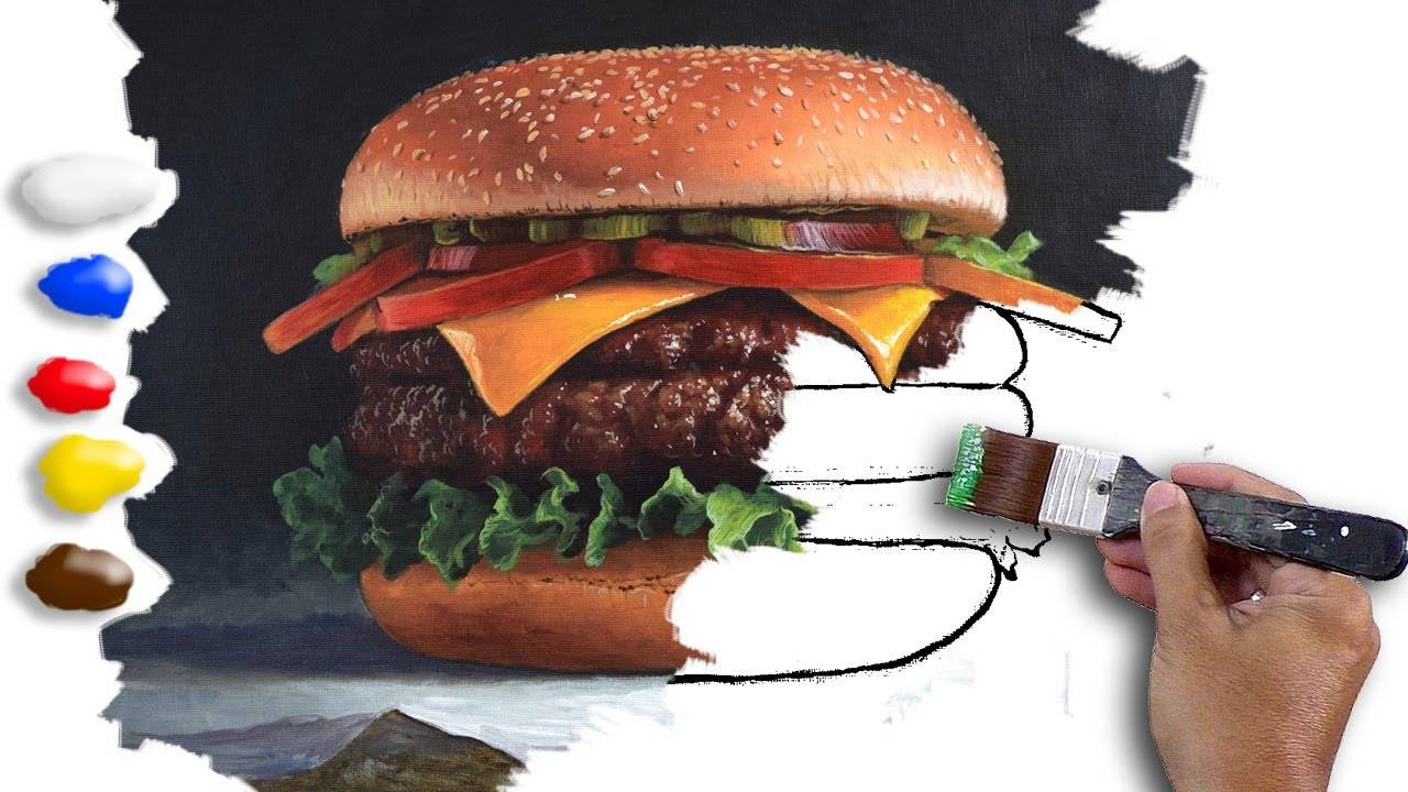 Painting Realistic Burger in Acrylic / Time-lapse / JMLisondra