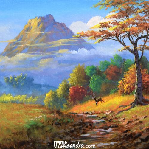 Golden Landscape - Acrylic Painting in Canvas by JMLisondra