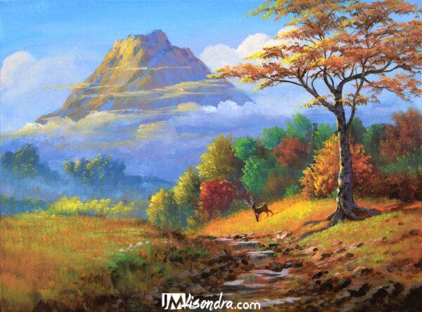 Golden Landscape - Acrylic Painting in Canvas by JMLisondra