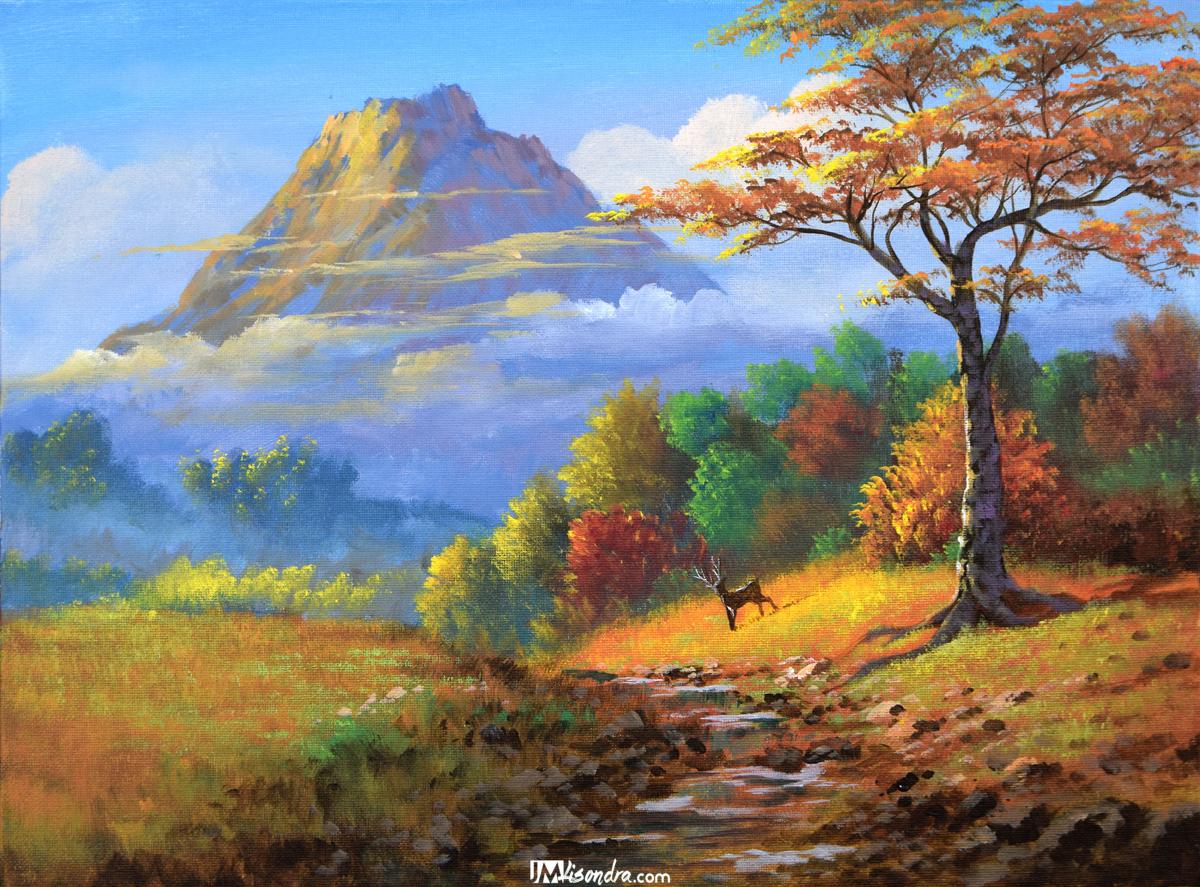 Golden Landscape - Acrylic Painting in Canvas by JMLisondra 1 Golden Landscape - Acrylic Painting in Canvas by JMLisondra