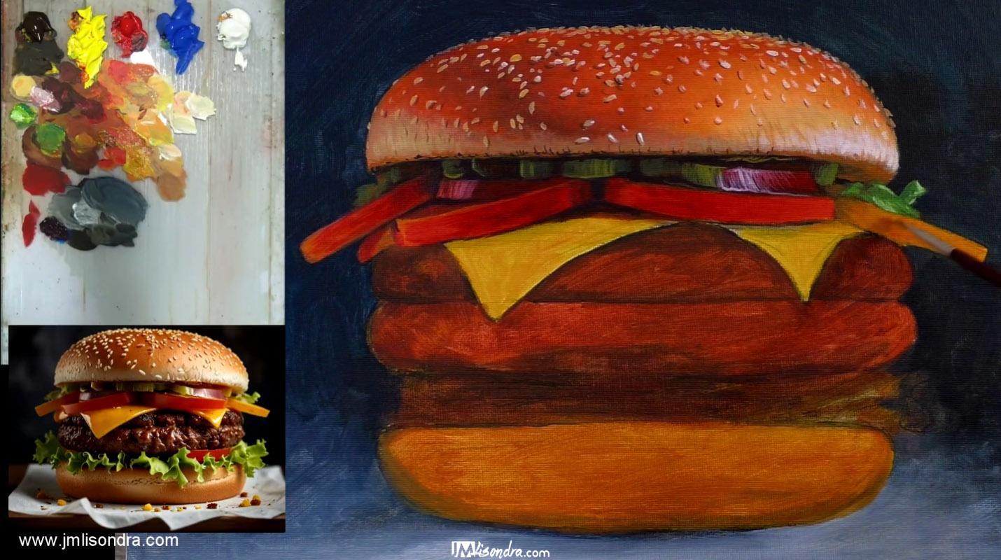 How to Paint a Burger - Full Step by Step Painting Tutorial in Acrylics 3 How to Paint a Burger - Full Step by Step Painting Tutorial in Acrylics - Image 3