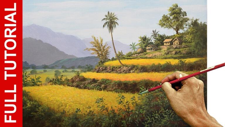 Tutorial : Acrylic Landscape Painting | Rice Terraces | JMLisondra