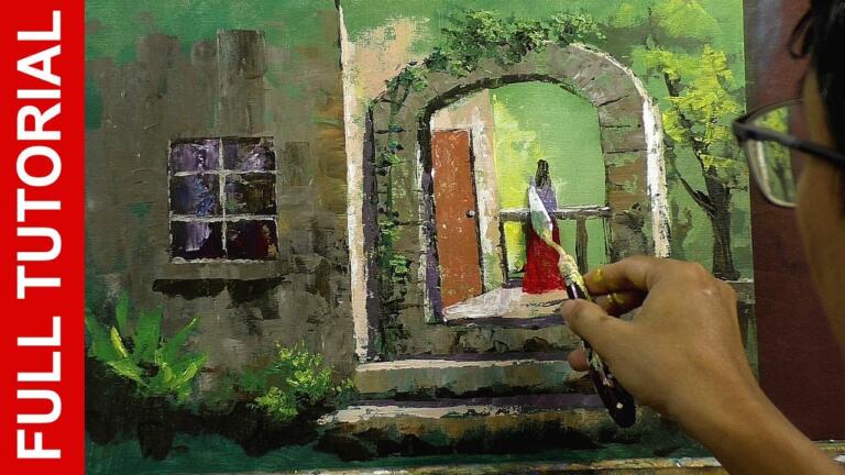 Tutorial: Acrylic Painting using Palette Knife | Girl on Balcony