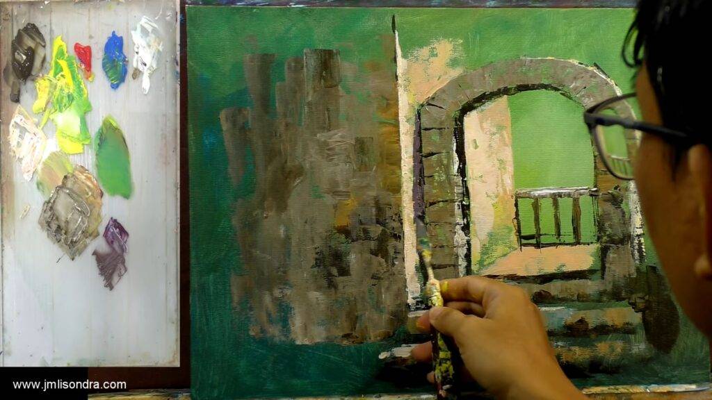 Tutorial Acrylic Painting using Palette Knife Girl on Balcony JMLisondra 36 16 screenshot