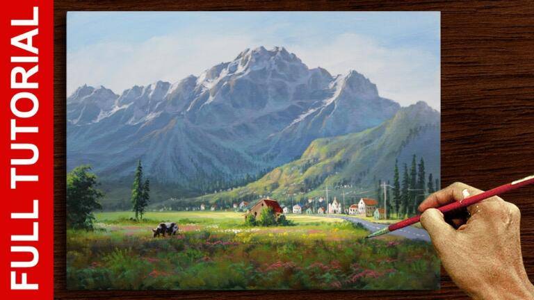 LIVE | Landscape Painting Small Town | ACRYLIC TUTORIAL | JMLisondra