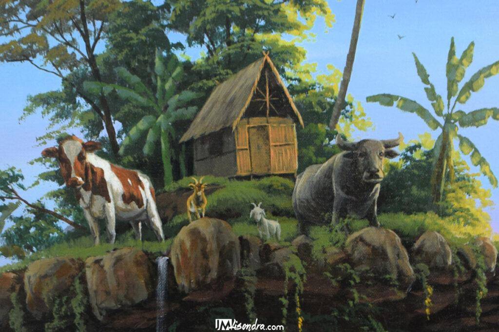 The Enduring Burden of a Farmer Painting 2 burden of a farmer painting - animals such as cow, carabao and goats