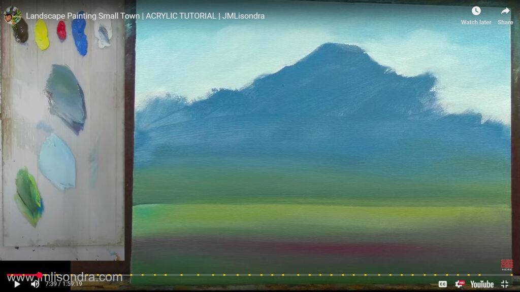 landscape painting small town progress (2)