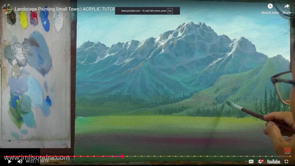 landscape painting small town progress (4)